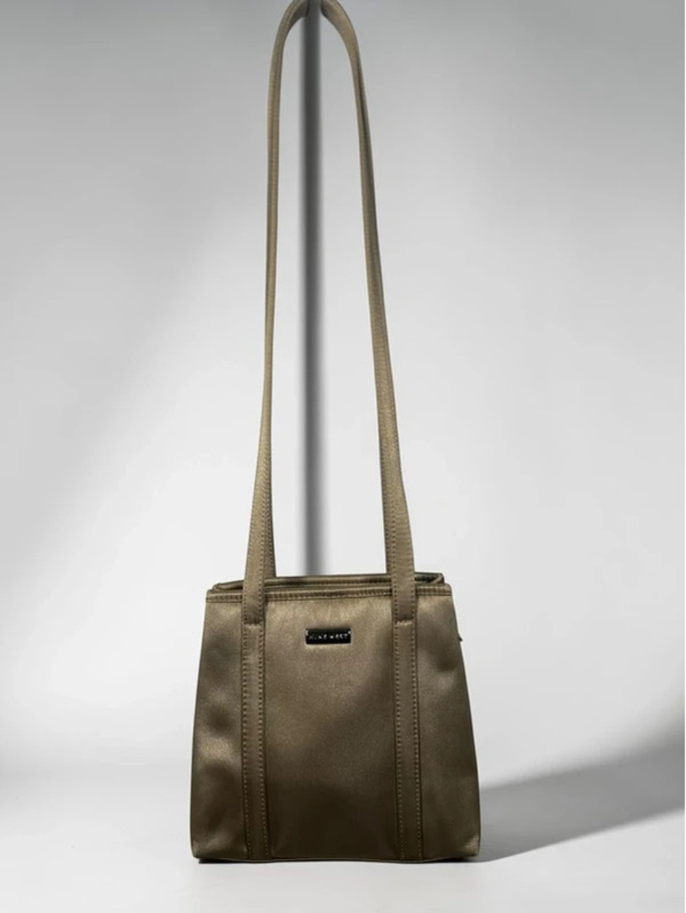 Nine West Metallic Olive Green Shoulder Bag | Minimalist Tote Purse
